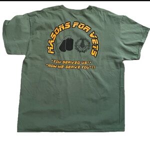 MASONS For VETS Khaki Green TEE SHIRT Size XL